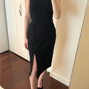 Theory Black Midi Dress with Slit